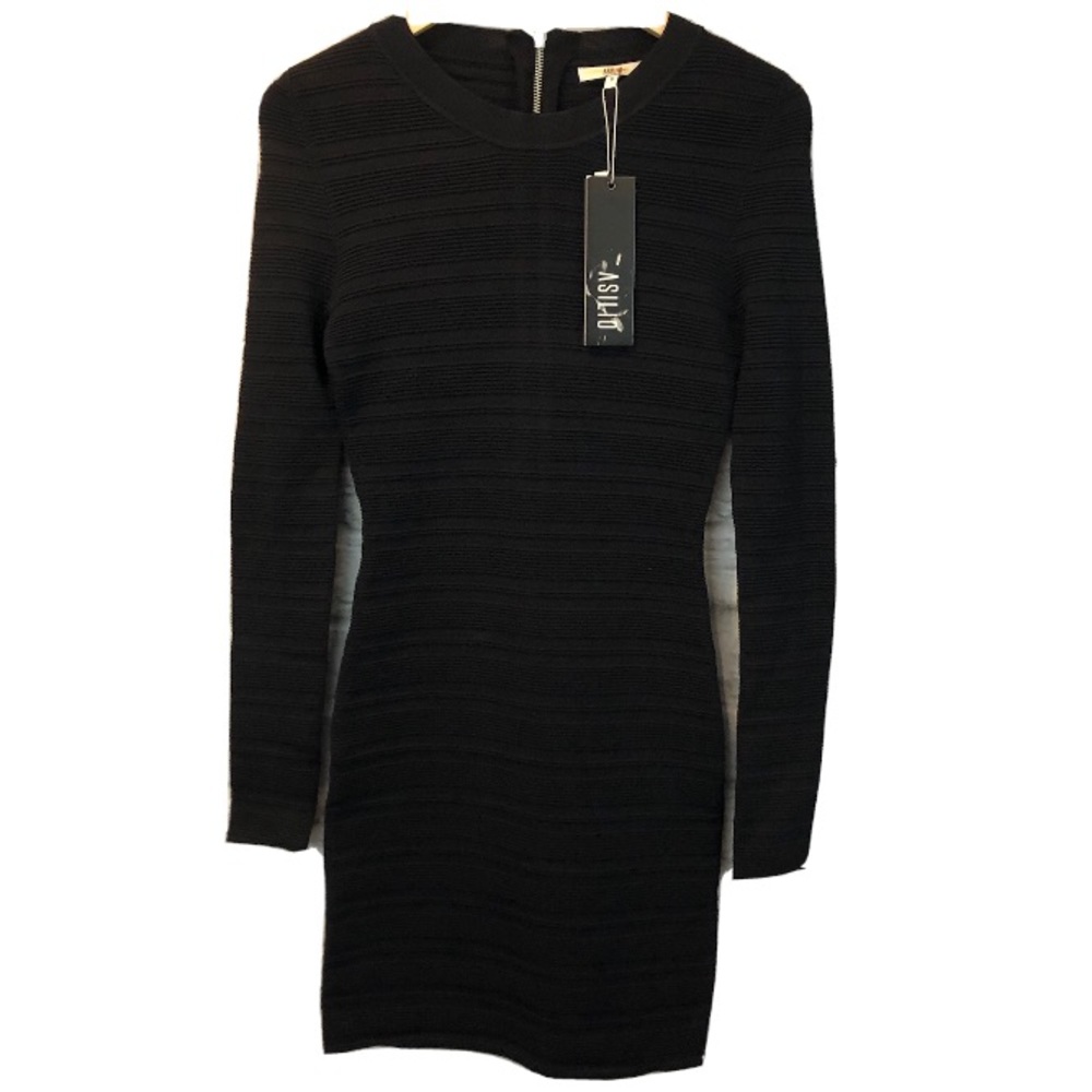 NWT Asilio Women's Size Small Mummify Me Black Long Sleeve Bandage Dress